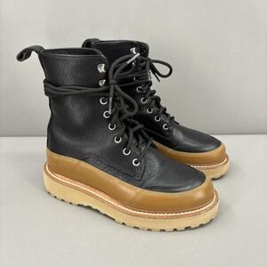 Diemme Ulla Johnson Combat Boots Womens Size 6 ETNA Black Leather Lug Sole Italy